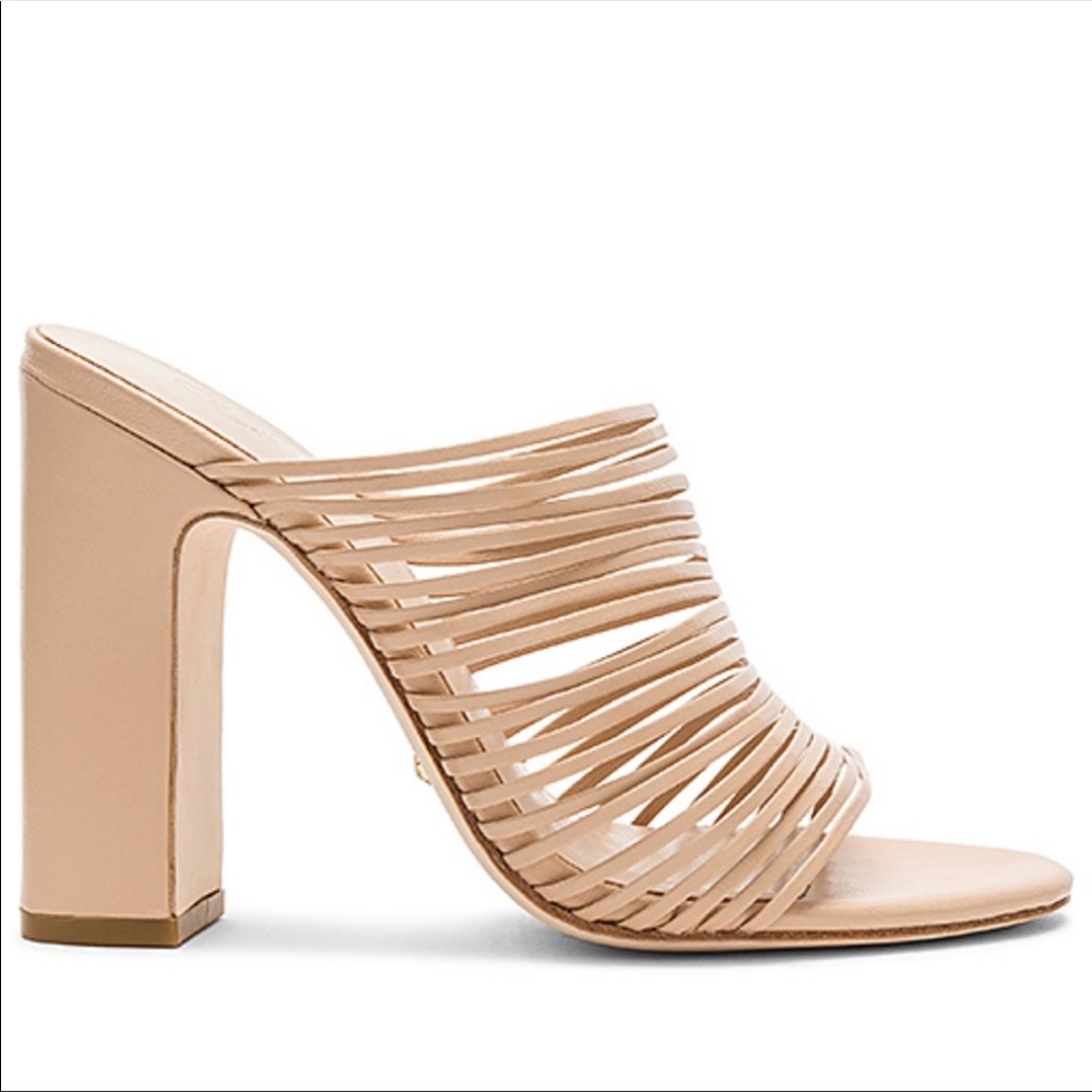 RAYE x House of Harlow 1960 Nude Strappy Sandal Fawn Mule 10